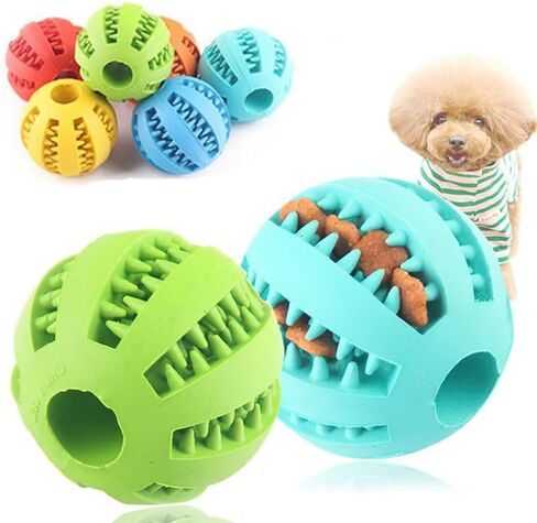 1pc Dog Ball Toys for Small Dogs Interactive Elasticity Puppy Chew Toy Tooth Cleaning, Dog Play Equipment(Random Color) in Kuwait
