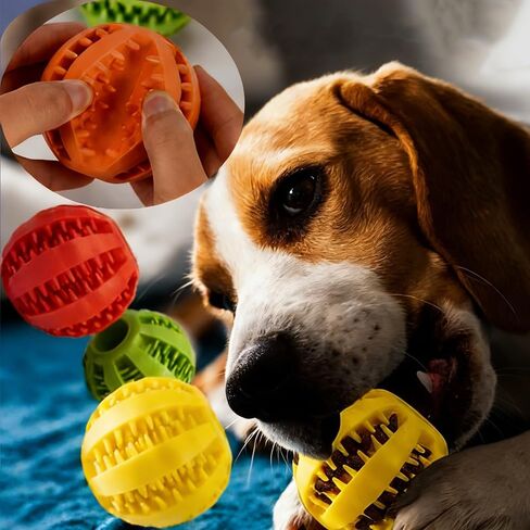 1pc Dog Ball Toys for Small Dogs Interactive Elasticity Puppy Chew Toy Tooth Cleaning, Dog Play Equipment(Random Color) in Kuwait