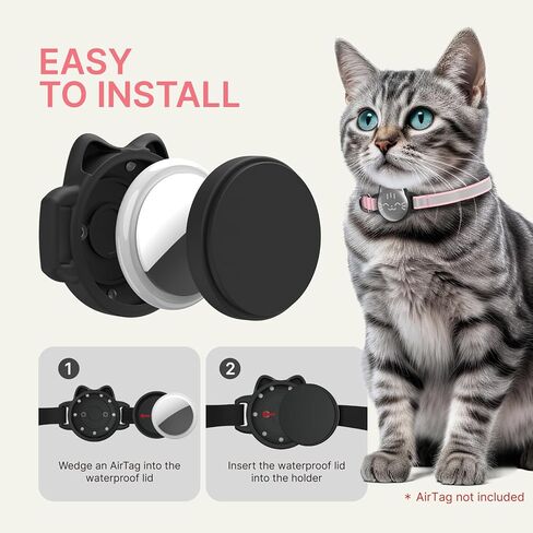 Cat Collar with Airtag Holder, Breakaway Cat Airtag Collar with Reflective Strap, Lightweight Kitten Collar for Apple Air tag, Hidden GPS Tracker Holder for Boy Girl Cats, Kittens, Puppies (9-13") in Kuwait
