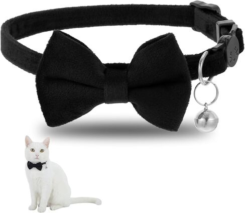 Cat Collar Breakaway Cat Bow Tie Adjustable from 7 to 11 Inches Soft Velvet Bowtie Cat Collar with Bell for Kitten Puppy Cats Wedding Costumes (Red) in Kuwait