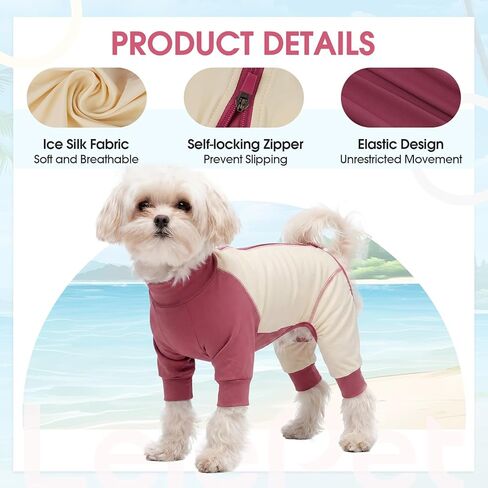 Lelepet Dog Sun Shirt, UPF 50+ Dog Sun Protection Full-Body Shirt, Lightweight Breathable Dog Cooling Vest, Quick Dry Summer Clothes for Small Medium Dogs, Pink 2XL in Kuwait