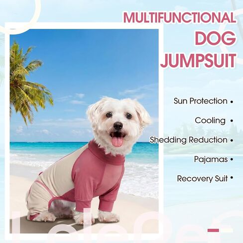 Lelepet Dog Sun Shirt, UPF 50+ Dog Sun Protection Full-Body Shirt, Lightweight Breathable Dog Cooling Vest, Quick Dry Summer Clothes for Small Medium Dogs, Pink 2XL in Kuwait