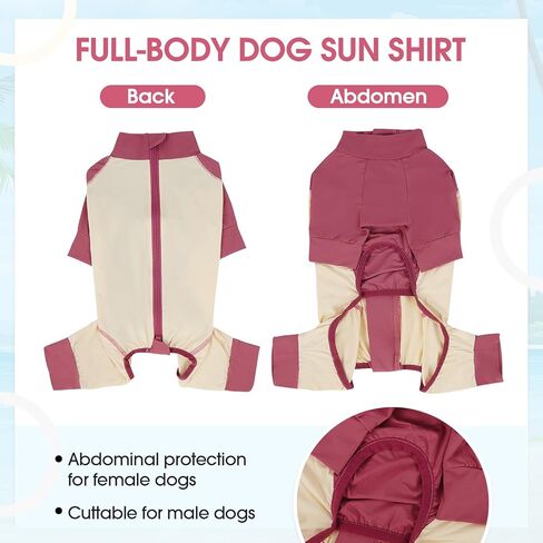 Lelepet Dog Sun Shirt, UPF 50+ Dog Sun Protection Full-Body Shirt, Lightweight Breathable Dog Cooling Vest, Quick Dry Summer Clothes for Small Medium Dogs, Pink 2XL in Kuwait