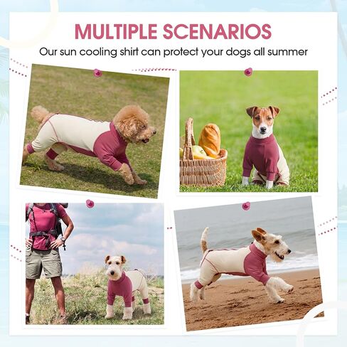 Lelepet Dog Sun Shirt, UPF 50+ Dog Sun Protection Full-Body Shirt, Lightweight Breathable Dog Cooling Vest, Quick Dry Summer Clothes for Small Medium Dogs, Pink 2XL in Kuwait