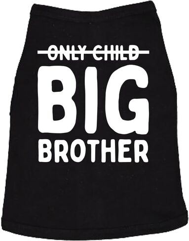 تي شيرت مضحك للكلاب من Only Child Big Brother تي شيرت ساخر للكلاب تي شيرت رائع للكلاب باللون الأسود - مقاس XL in Kuwait