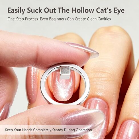 2026 New Ring Shaped Cat Eye Magnets for Nails - 3-in-1 Hollow Cat Eye Magnet Ring - Y & Rings Magnet Tool for French Heart Wide Design - Portable Hollow Circular Cat Eye for Home Salon DIY Manicure in Kuwait