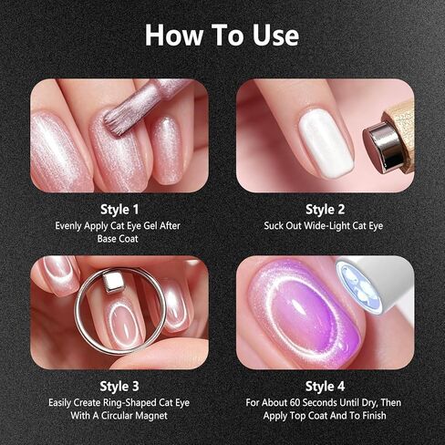2026 New Ring Shaped Cat Eye Magnets for Nails - 3-in-1 Hollow Cat Eye Magnet Ring - Y & Rings Magnet Tool for French Heart Wide Design - Portable Hollow Circular Cat Eye for Home Salon DIY Manicure in Kuwait