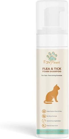 شامبو رغوي بدون ماء للقطط من Flea & Tick - تركيبة العناية بالقطط بدون شطف - تنظيف معطف العناية اللطيفة - رائحة نظيفة منعشة - شامبو جاف للقطط والقطط الصغيرة -200 مل (6.7 أونصة سائلة) in Kuwait