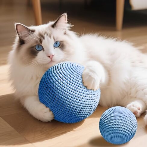 Extra Large Sisal Cat Ball Toy, Durable Scratching Ball for Teeth Cleaning & Claw Care, Interactive Self-Play Bite Resistant Kitty Chew Toy for Indoor Cats & Kittens in Kuwait