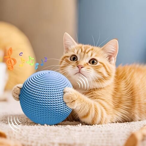 Extra Large Sisal Cat Ball Toy, Durable Scratching Ball for Teeth Cleaning & Claw Care, Interactive Self-Play Bite Resistant Kitty Chew Toy for Indoor Cats & Kittens in Kuwait