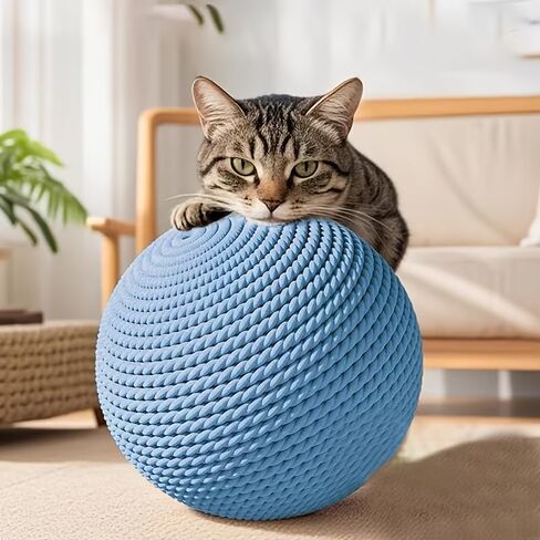 Extra Large Sisal Cat Ball Toy, Durable Scratching Ball for Teeth Cleaning & Claw Care, Interactive Self-Play Bite Resistant Kitty Chew Toy for Indoor Cats & Kittens in Kuwait