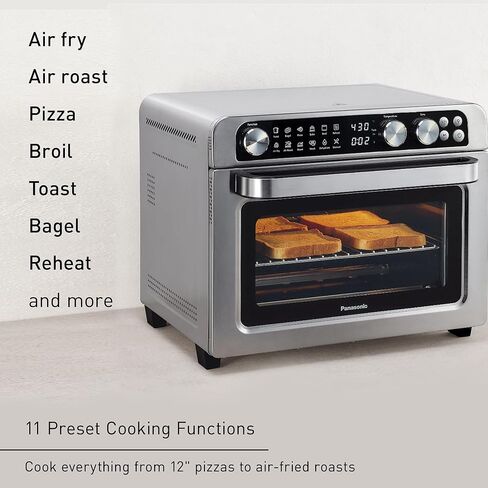 Panasonic FlashXpress Family Size Air Fryer Toaster Oven Combo, 11 Cooking Functions, 1800W PFAS-Free, Double Infrared Heating, Temperature Control Dial, Stainless Steel - NB-G211P (Renewed) in Kuwait