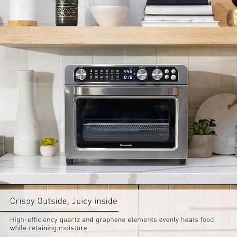 Panasonic FlashXpress Family Size Air Fryer Toaster Oven Combo, 11 Cooking Functions, 1800W PFAS-Free, Double Infrared Heating, Temperature Control Dial, Stainless Steel - NB-G211P (Renewed) in Kuwait