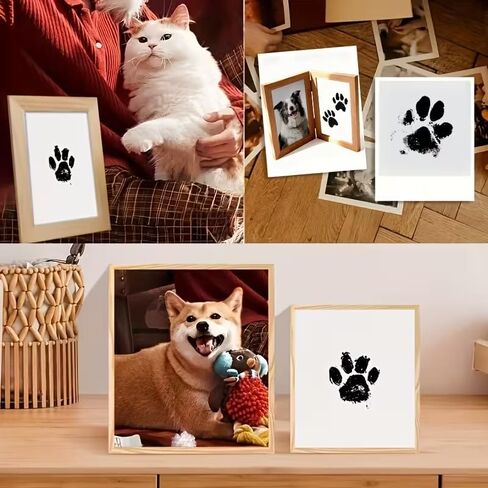 Pet Paw Print Keepsake Kit, Non-Contact Design with 2 Boxes & 4 Impression Papers, Perfect for Pet Memorial & DIY Keepsakes in Kuwait