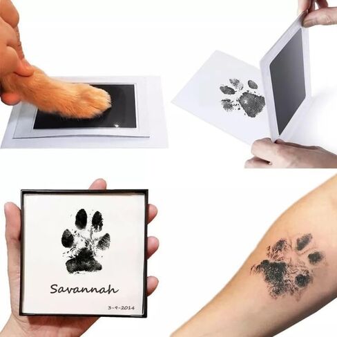 Pet Paw Print Keepsake Kit, Non-Contact Design with 2 Boxes & 4 Impression Papers, Perfect for Pet Memorial & DIY Keepsakes in Kuwait