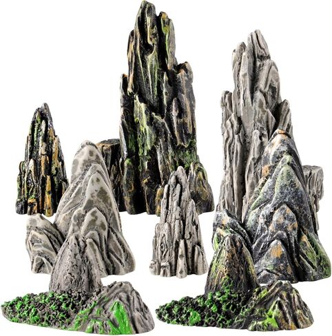 Toyvian Mini Resin Rockery Statues, 8Pcs Miniature Mountain Figurines for Aquarium Decor Fairy Garden Tiny Accessories for Terrarium Bonsai Zen Garden Fish Tank Landscaping in Kuwait