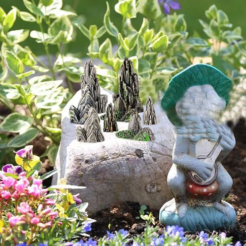 Toyvian Mini Resin Rockery Statues, 8Pcs Miniature Mountain Figurines for Aquarium Decor Fairy Garden Tiny Accessories for Terrarium Bonsai Zen Garden Fish Tank Landscaping in Kuwait