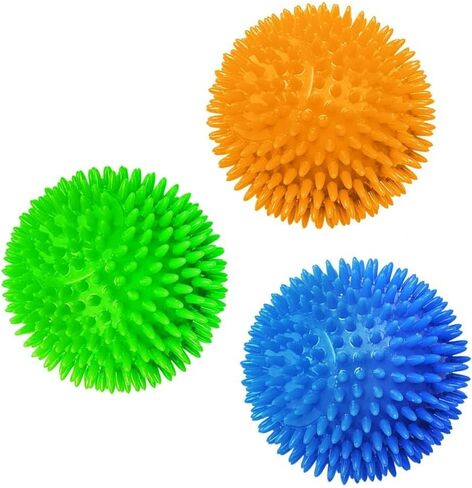 Vila 3-Pack Squeaky Dog Ball Toys, 2.3", Massage Teeth and Gums, Spikey Dog Rubber Balls, Toss Fetch Squeeky Doggy Balls for Multi-Pet Homes in Kuwait