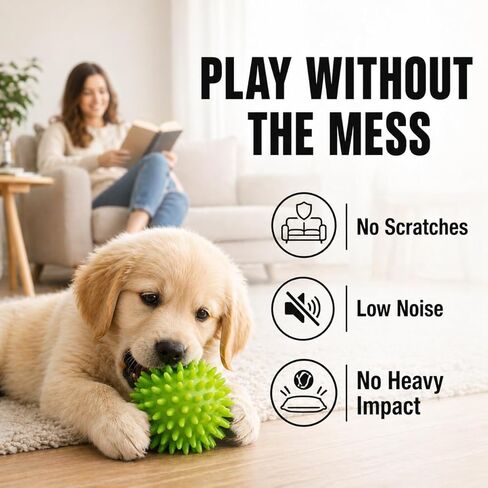 Vila 3-Pack Squeaky Dog Ball Toys, 2.3", Massage Teeth and Gums, Spikey Dog Rubber Balls, Toss Fetch Squeeky Doggy Balls for Multi-Pet Homes in Kuwait