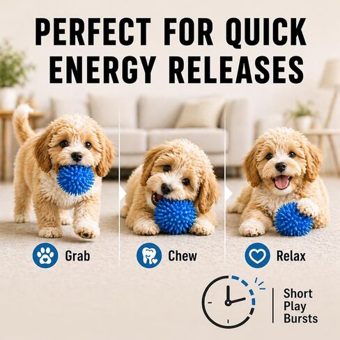 Vila 3-Pack Squeaky Dog Ball Toys, 2.3", Massage Teeth and Gums, Spikey Dog Rubber Balls, Toss Fetch Squeeky Doggy Balls for Multi-Pet Homes in Kuwait