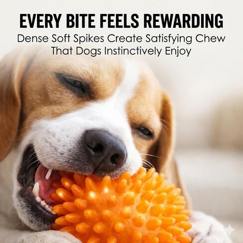 Vila 3-Pack Squeaky Dog Ball Toys, 2.3", Massage Teeth and Gums, Spikey Dog Rubber Balls, Toss Fetch Squeeky Doggy Balls for Multi-Pet Homes in Kuwait