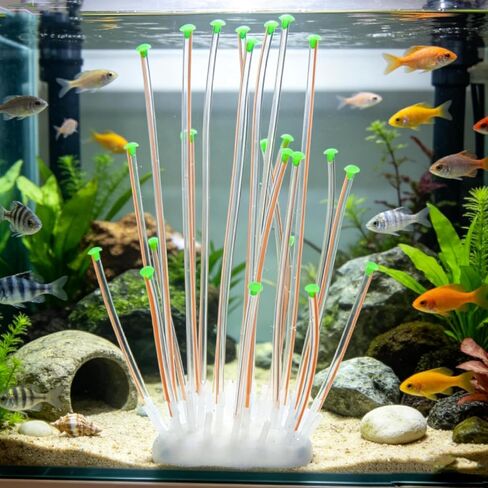 Realistic Coral Aquarium Decor with Weighted Base, Soft Silicone Tentacle Ornament Lifelike Moving for Freshwater Saltwater Fish Tank, Safe Shelter for Fish Shrimp Invertebrates Aquascaping (Blue) in Kuwait