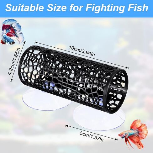 Xinjoduz 2 PCS Black Betta Fish Tunnel Hammock, Safe Aquarium Tunnel & Floating Betta Hide for Small Fish, Tank Accessories Fishtank Decorations in Kuwait