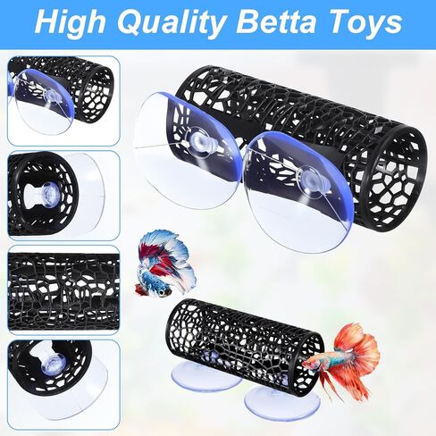 Xinjoduz 2 PCS Black Betta Fish Tunnel Hammock, Safe Aquarium Tunnel & Floating Betta Hide for Small Fish, Tank Accessories Fishtank Decorations in Kuwait