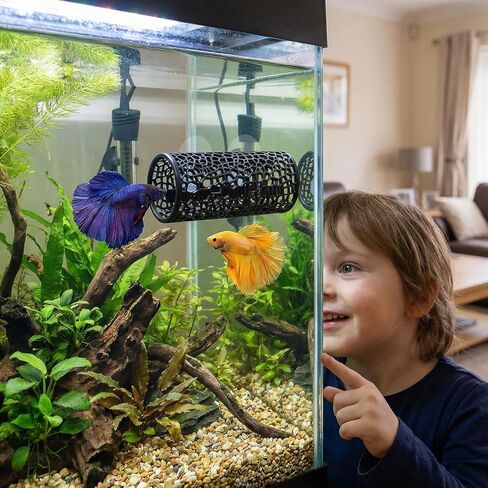 Xinjoduz 2 PCS Black Betta Fish Tunnel Hammock, Safe Aquarium Tunnel & Floating Betta Hide for Small Fish, Tank Accessories Fishtank Decorations in Kuwait