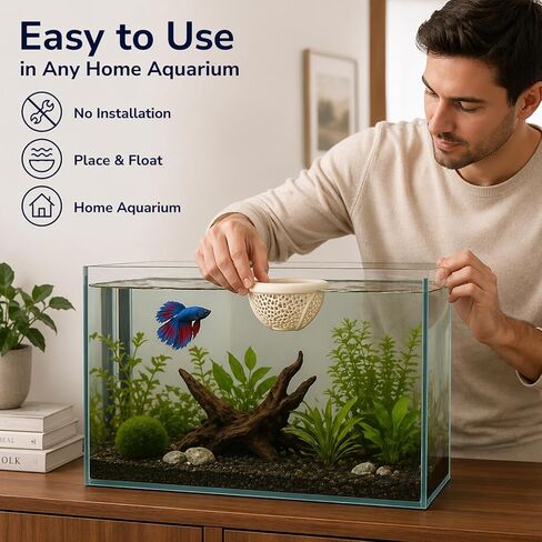 2-Piece Set Beta Hammock For Aquarium | Betta Fish Tank Accessories | Betta Fish Hammock | Floating Betta Hide | Betta Hammock | Aquarium Decor | Betta Bed | Betta Hideout | Floating Betta Log (Beige) in Kuwait