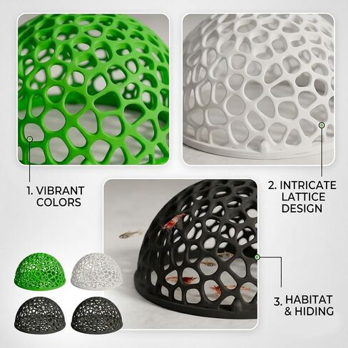 Shrimp Hides for Aquarium, 4-Piece Fish Tank Accessories Set, Aquarium Cave Hideout for Breeding and Shelter, Decorative Fish Tank Decorations with 4.1 Inch Diameter in Kuwait