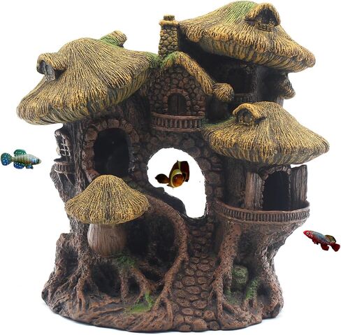 relaqcc Fish Tank Decorations Hideaway Cave, Fish Tank House Accessories for Amphibians, Goldfish, Shrimp, Conch in Kuwait