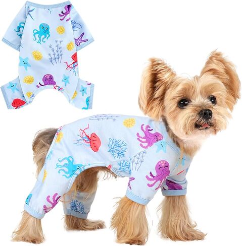 Cute Pattern Dog Pajamas for Small Medium Dogs - Soft Polyester Pet Pjs for Dogs Boy Girl - Breathable Doggie Onesies for Puppy Cat, XS to L in Kuwait
