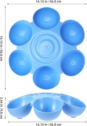 POPETPOP Cat Food Bowl with 6 Bowls - Pet Feeder for Kitten Puppy, Multi Cat Dishes, Multiple Dinner Feeder for Indoor s, Dishes for Food and Water (Blue) in Kuwait