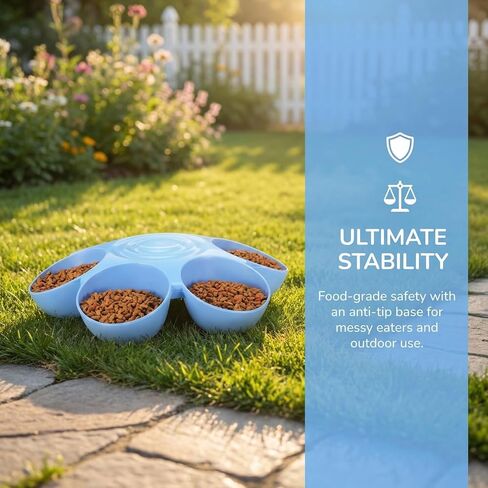 POPETPOP Cat Food Bowl with 6 Bowls - Pet Feeder for Kitten Puppy, Multi Cat Dishes, Multiple Dinner Feeder for Indoor s, Dishes for Food and Water (Blue) in Kuwait