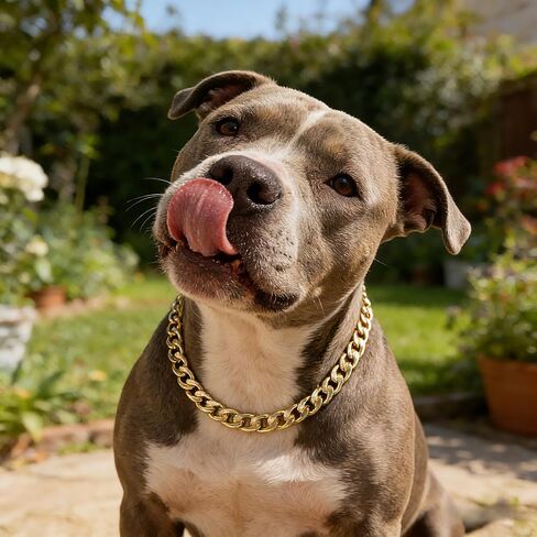 Gold Cuban Link Dog Chain Collar,Heavy-Duty,Fade-Resistant Metal Necklace for Medium & Large Dogs, Durable & Stylish Pet Jewelry (Gold, 18"(Neck Fits 14–17.5 in)) in Kuwait