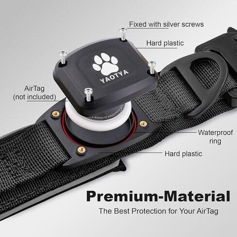2026 Upgrade Dog Collar with IPX8 Waterproof AirTag Holder,Military Tactical Comfortable Control Handle and Ultra-Durable Metal Buckle/Night Reflective,GPS Collar for Medium to Large Dogs（Black/XL） in Kuwait