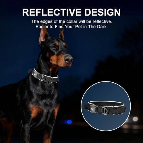 2026 Upgrade Dog Collar with IPX8 Waterproof AirTag Holder,Military Tactical Comfortable Control Handle and Ultra-Durable Metal Buckle/Night Reflective,GPS Collar for Medium to Large Dogs（Black/XL） in Kuwait