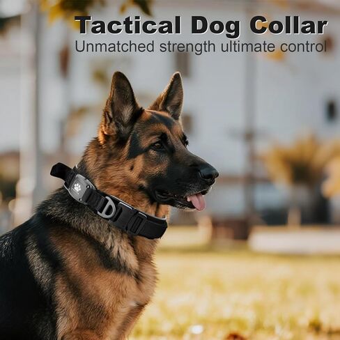 2026 Upgrade Dog Collar with IPX8 Waterproof AirTag Holder,Military Tactical Comfortable Control Handle and Ultra-Durable Metal Buckle/Night Reflective,GPS Collar for Medium to Large Dogs（Black/XL） in Kuwait