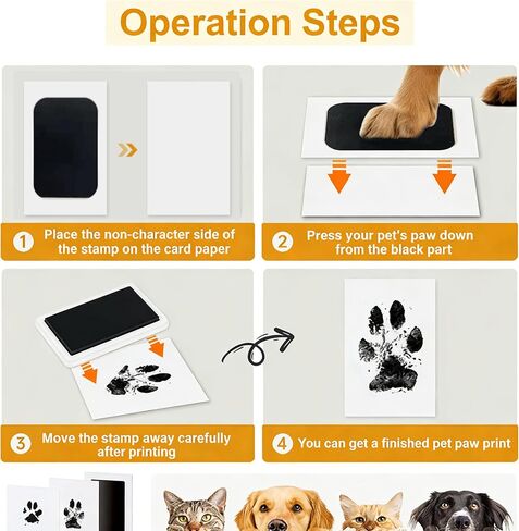 Pet Paw Print Kits for Dog & Cat, Paw Impression Kit, Plastic Safe Keepsake for Pet Owners, Memorial Gift Frameable Paw Prints Craft in Kuwait