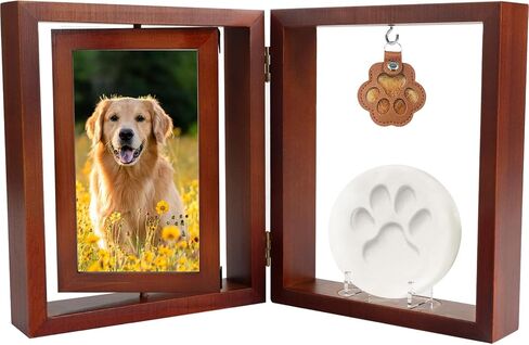 Vivifying Dog Memorial Picture Frame with Clay Kit, Keepsake to Celebrate or Remember Your Dog or Cat, Sympathy Gift for Loss of Pet, 6x4In Foldable Wooden Picture Frame in Kuwait