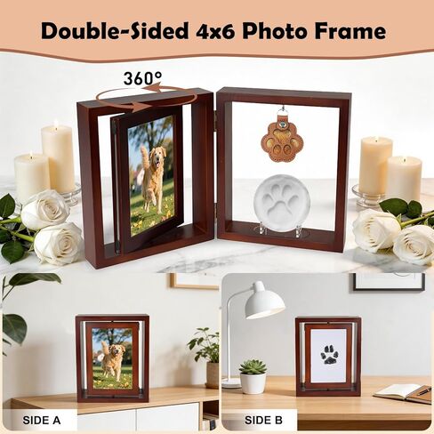Vivifying Dog Memorial Picture Frame with Clay Kit, Keepsake to Celebrate or Remember Your Dog or Cat, Sympathy Gift for Loss of Pet, 6x4In Foldable Wooden Picture Frame in Kuwait