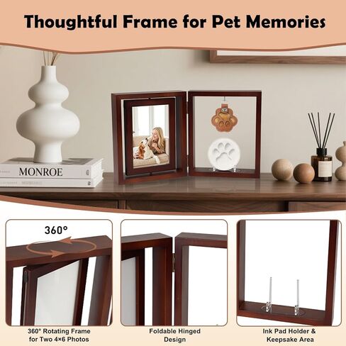 Vivifying Dog Memorial Picture Frame with Clay Kit, Keepsake to Celebrate or Remember Your Dog or Cat, Sympathy Gift for Loss of Pet, 6x4In Foldable Wooden Picture Frame in Kuwait