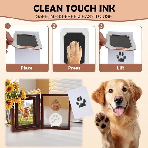 Vivifying Dog Memorial Picture Frame with Clay Kit, Keepsake to Celebrate or Remember Your Dog or Cat, Sympathy Gift for Loss of Pet, 6x4In Foldable Wooden Picture Frame in Kuwait