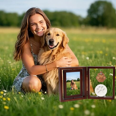 Vivifying Dog Memorial Picture Frame with Clay Kit, Keepsake to Celebrate or Remember Your Dog or Cat, Sympathy Gift for Loss of Pet, 6x4In Foldable Wooden Picture Frame in Kuwait