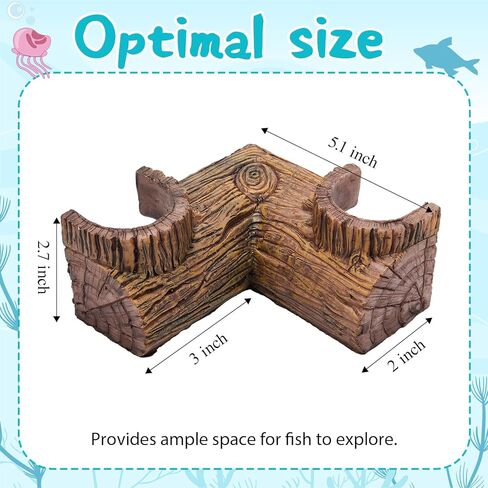 1 Pc Aquarium Underground Tunnel Cave Wood Like, 5.1 x 2 x 2.7 Inch Fish Hideout for Aquarium, Decoration for Guppy, Corydoras Catfish, Loaches, Corydora Catfish Bettas Pleco and Shrimps in Saudi Arabia