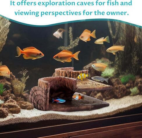 1 Pc Aquarium Underground Tunnel Cave Wood Like, 5.1 x 2 x 2.7 Inch Fish Hideout for Aquarium, Decoration for Guppy, Corydoras Catfish, Loaches, Corydora Catfish Bettas Pleco and Shrimps in Saudi Arabia