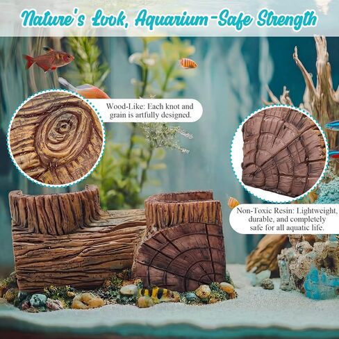 1 Pc Aquarium Underground Tunnel Cave Wood Like, 5.1 x 2 x 2.7 Inch Fish Hideout for Aquarium, Decoration for Guppy, Corydoras Catfish, Loaches, Corydora Catfish Bettas Pleco and Shrimps in Saudi Arabia