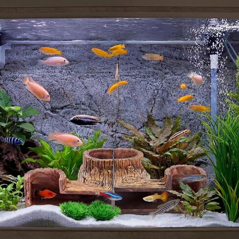 1 Pc Aquarium Underground Tunnel Cave Wood Like, 5.1 x 2 x 2.7 Inch Fish Hideout for Aquarium, Decoration for Guppy, Corydoras Catfish, Loaches, Corydora Catfish Bettas Pleco and Shrimps in Saudi Arabia