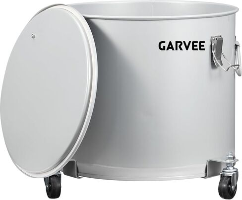 Garvee Fryer Grease Bucket 8 gal, Coated Carbon Steel Oil Filter Pot with Caster Base, Oil Disposal Caddy, Transport Container with Lid Lock Clip Nylon Filter Bag, Silver in Saudi Arabia